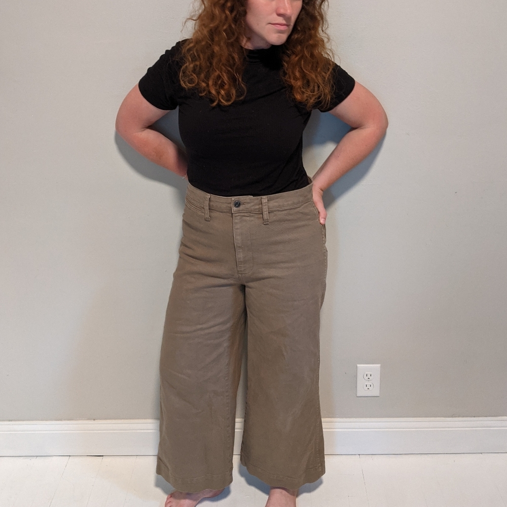 Green khaki madewell wide leg pants